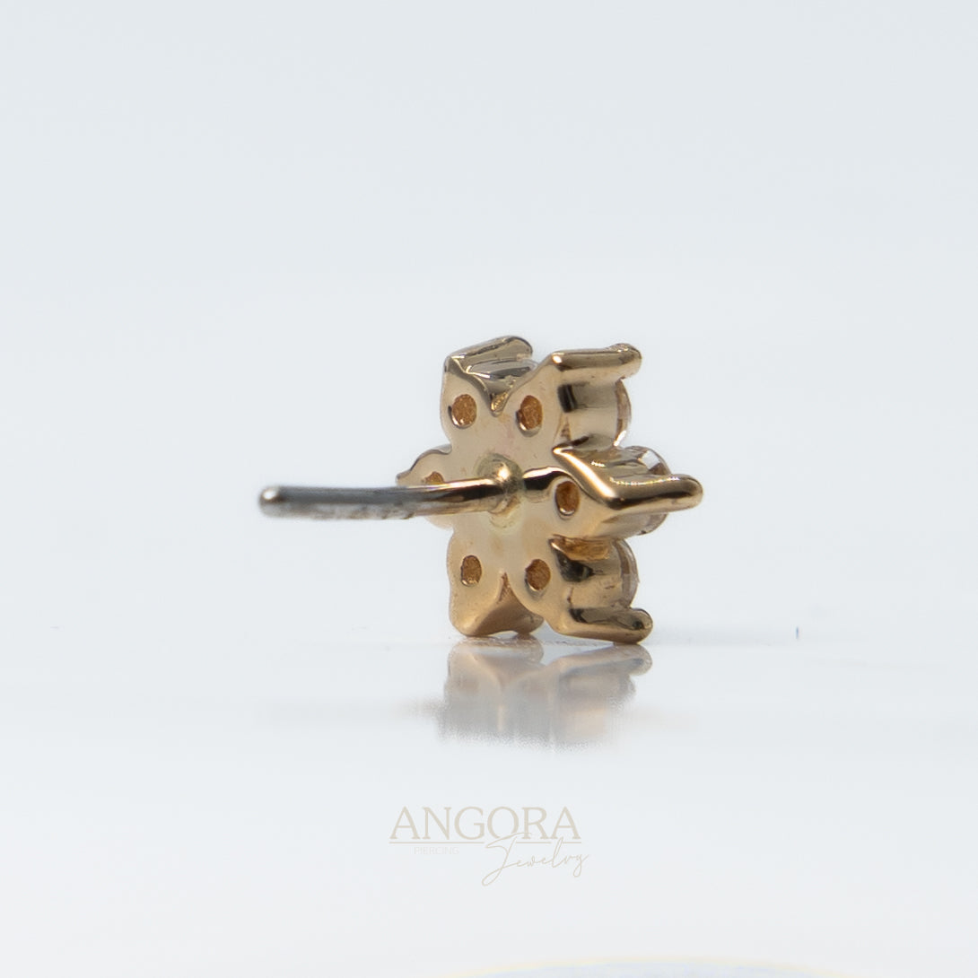 Sun Flower Piercing Jewelry, Little Summer Push Pin solid gold 14k