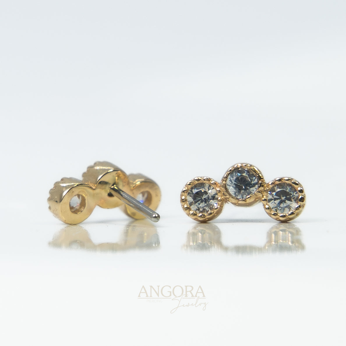 Blue Sea Piercing Jewelry, Little Summer Push Pin solid gold 14k