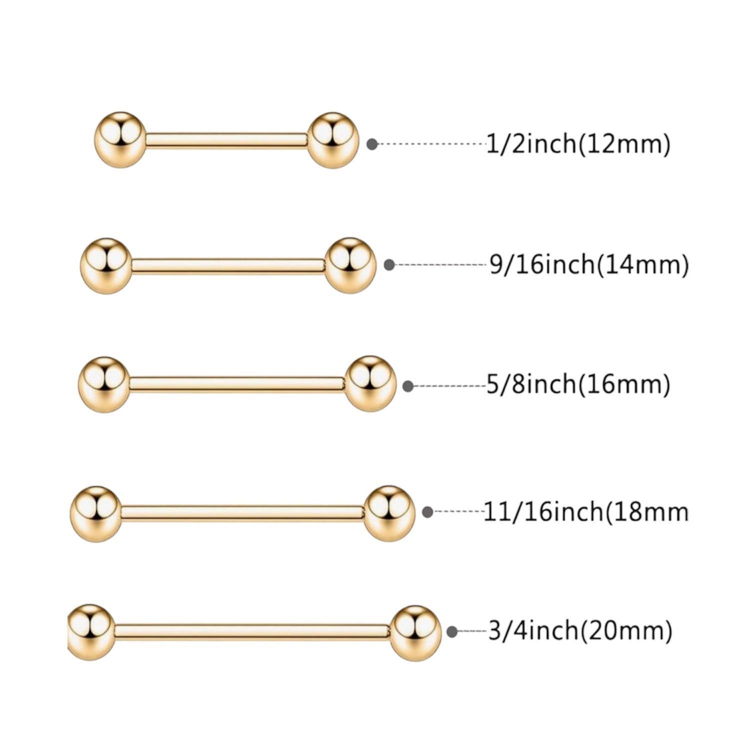 14g, Internally Threaded,Barbell, Titanium PVD ,with Ball
