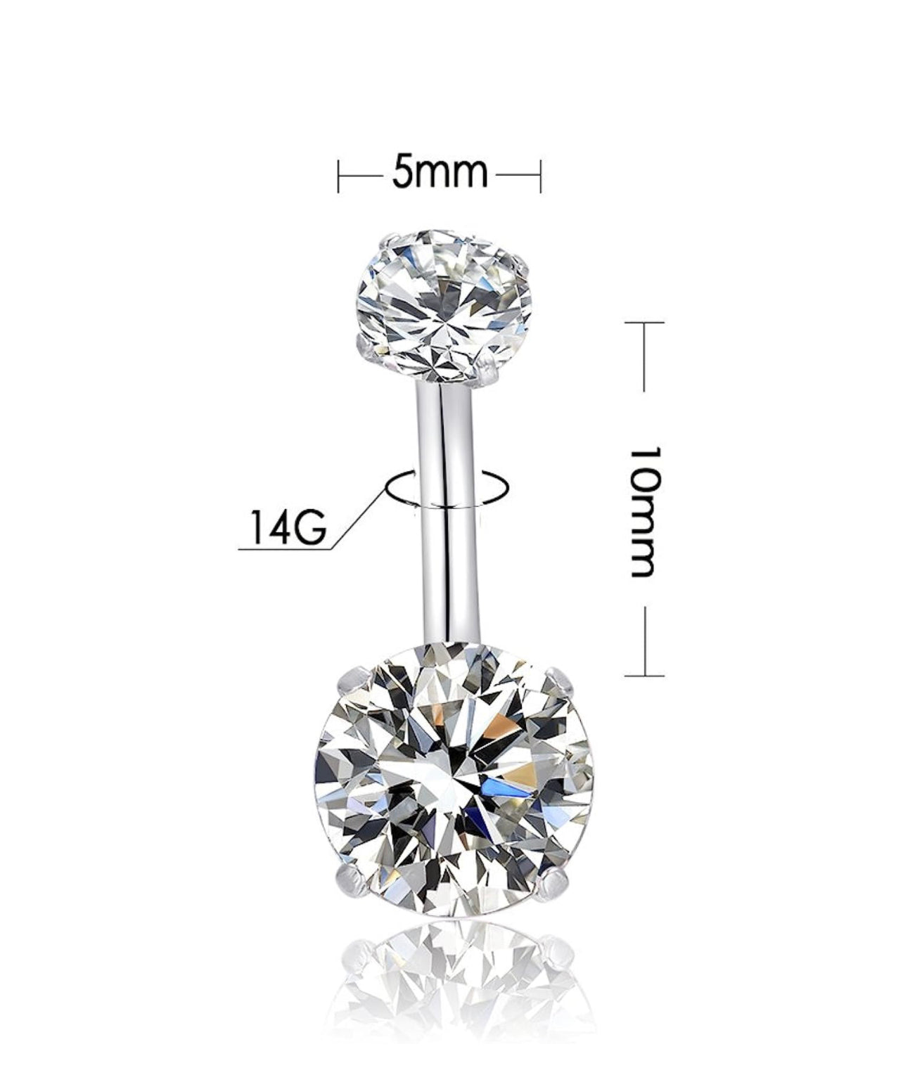 Navel Ring Double Zirconia