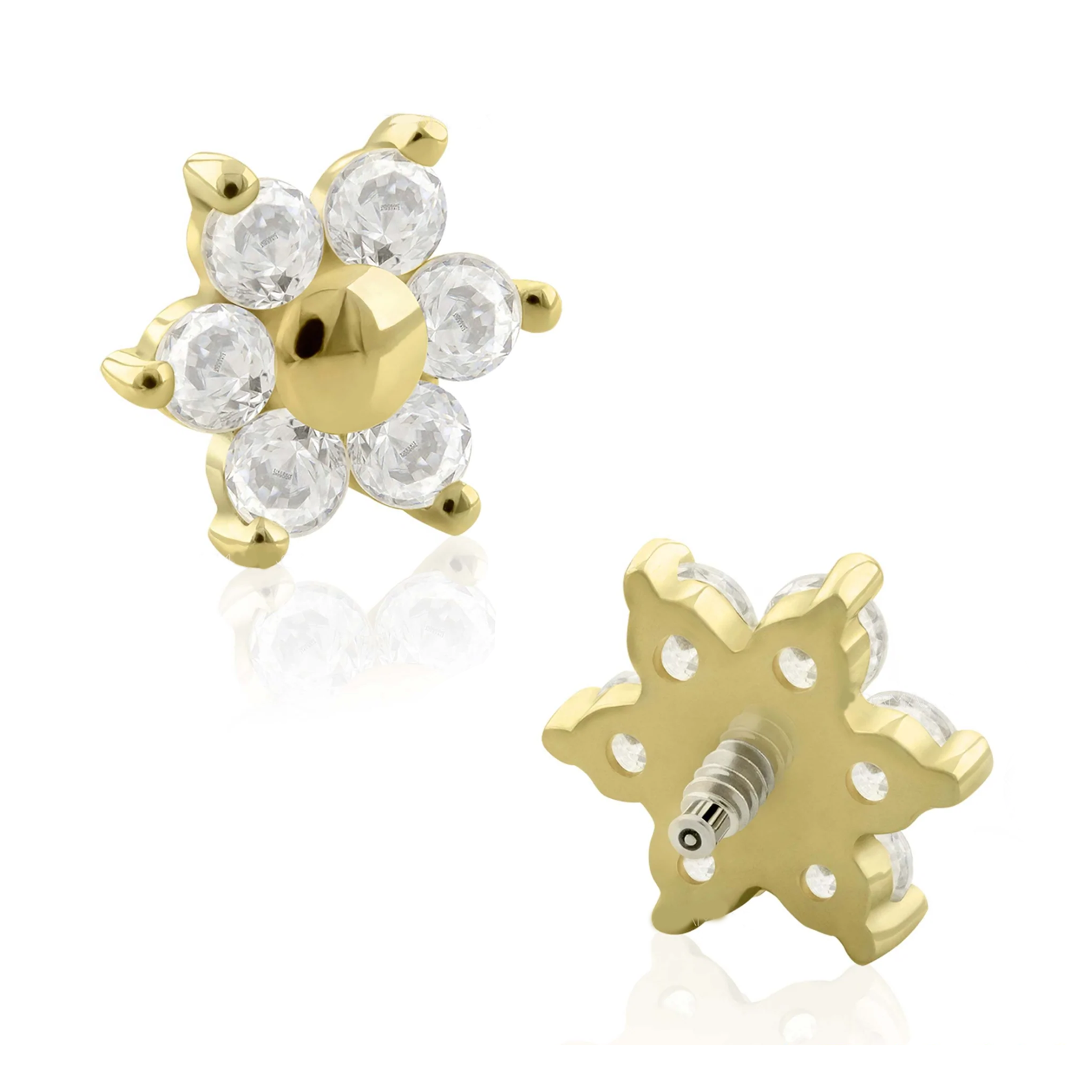 Parte superior de flor de oro macizo de 14 k