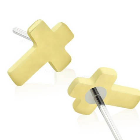Cross Pin Push 14k Solid Gold