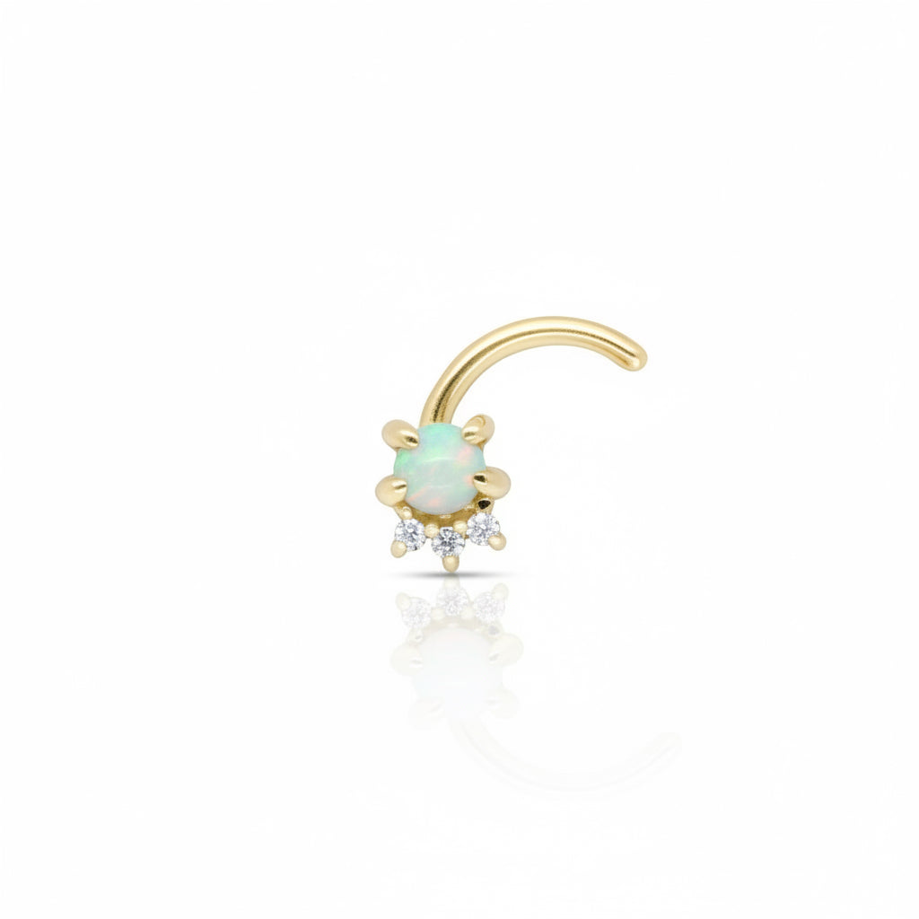Fosa nasal Orion Opal Oro sólido de 14k