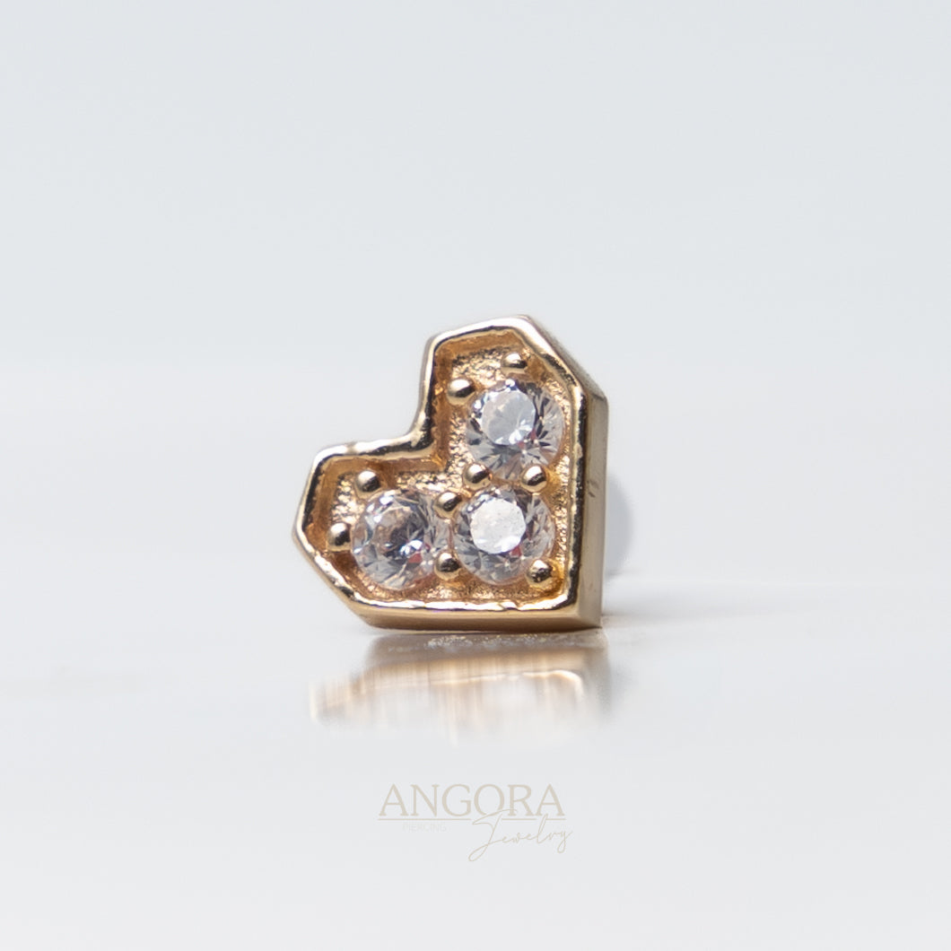Little Summer Heart Piercing Jewelry, 14k Solid Gold Push Pin