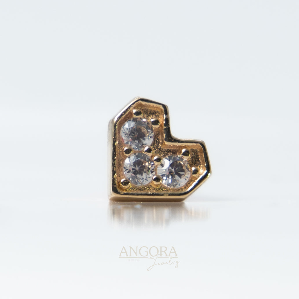 Little Summer Heart Piercing Jewelry, 14k Solid Gold Push Pin