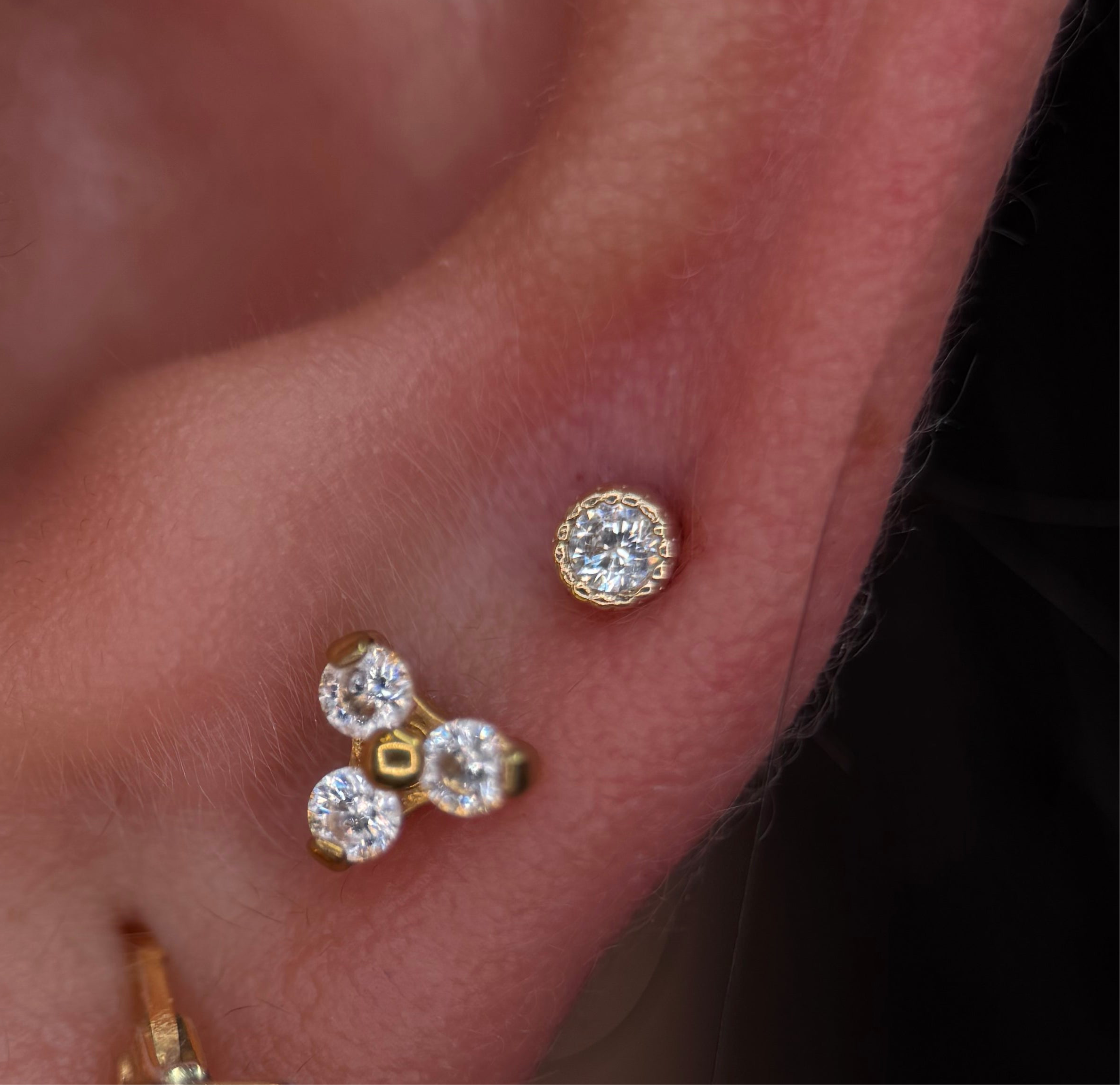 Piercing Jewelry Granite of Sand, Little Summer Push Pin solid gold 14k